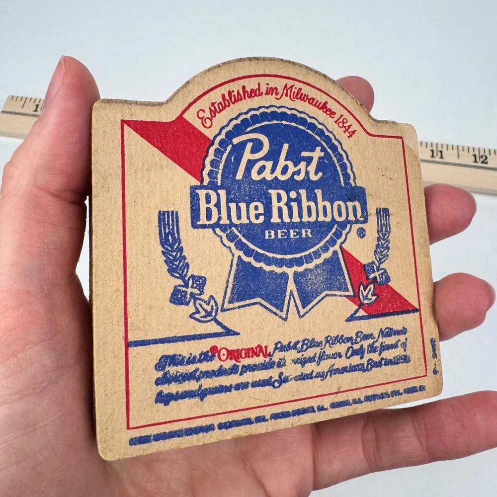 10 Vtg Pabst Blue Ribbon Beer Thin Cardboard Drink Coaster Collectible Used READ